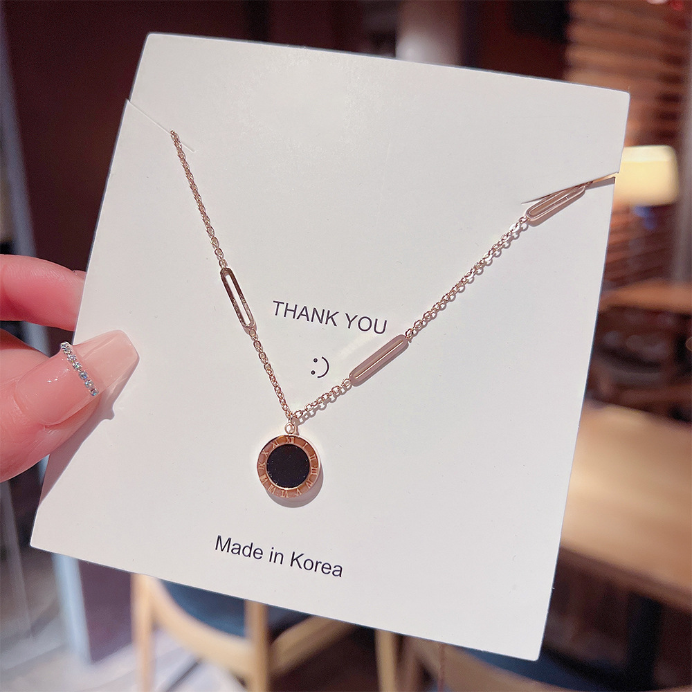 Titanium steel non-fading round letter necklace for women's collarbone chain, light luxury and niche design, simple and versatile sweater chain wholesale full figure