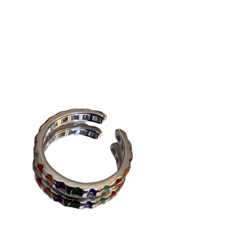 Colorful glazed small flower open ring, a niche design for women, a new trendy, light luxury and high-end dining ring trend in 2023 Item Picture