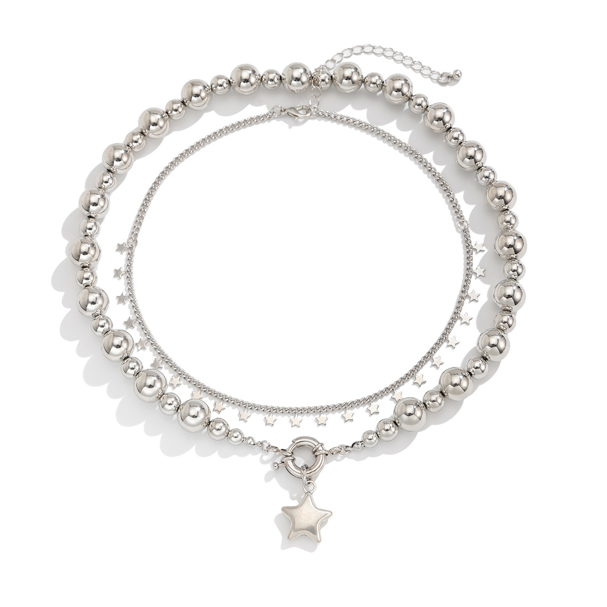 European and American cross-border jewelry: simple five-pointed star alloy pendant Necklace, fashionable CCB beads Necklace new products Item Picture