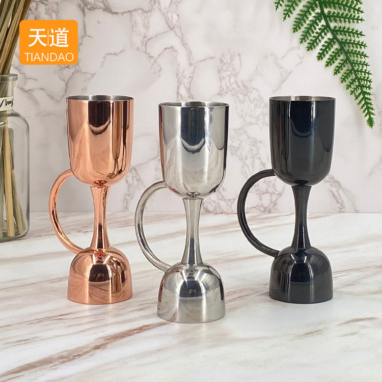 Stainless steel double-headed measuring cup, cocktail ounce cup with handle, measuring glass, mixing glass, large-capacity food-grade measuring spoon full figure