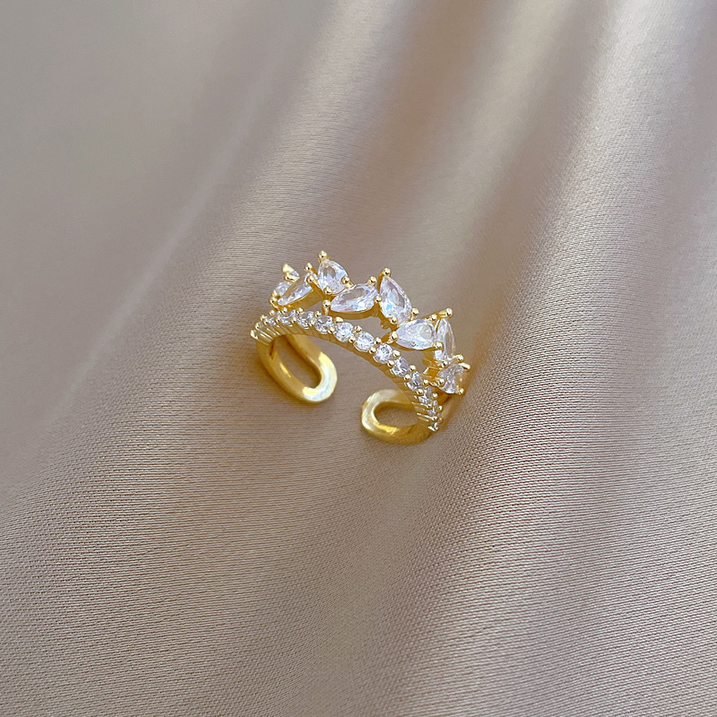 【 Real Gold 】 Water-drop-filled zirconium wedding ring, adjustable ring opening, simple jewelry, Japanese-style ring couple rings Application Scenario