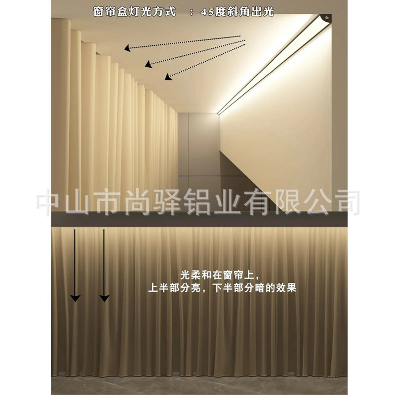 Triangular arc-shaped led linear light, wine cabinet, cabinet strip light, curtain box, light strip, slot, exposed linear light, suspended Application Scenario
