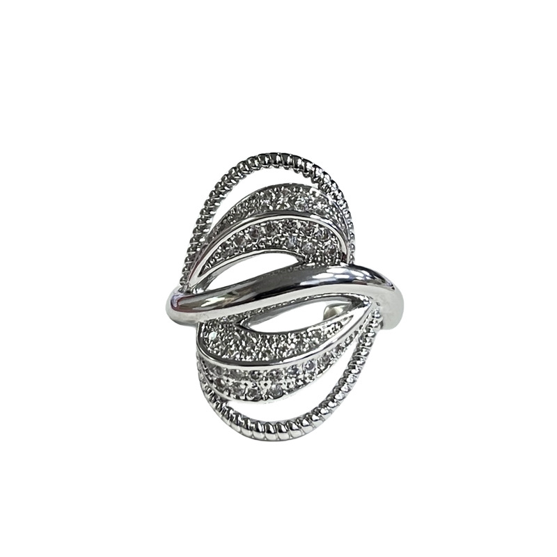 Retro exaggerated belt buckle, slightly inlaid zircon open ring, exquisite layering for women, fashionable and versatile ring, Instagram niche Item Picture
