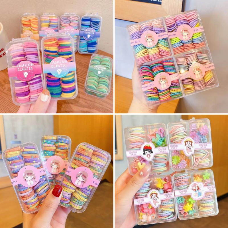 100 box-packed children's seamless little chiu Chiu hair bands that won't hurt your baby's hair, cute and highly elastic hair ties details Picture