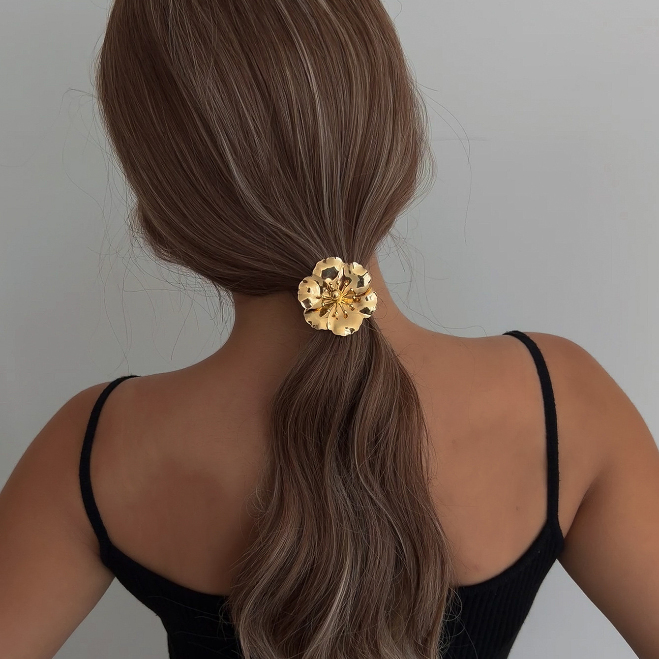 The 2024 new high-end European and American style floral headwear is a popular alloy hair tie on AliExpress for foreign trade Specification drawing