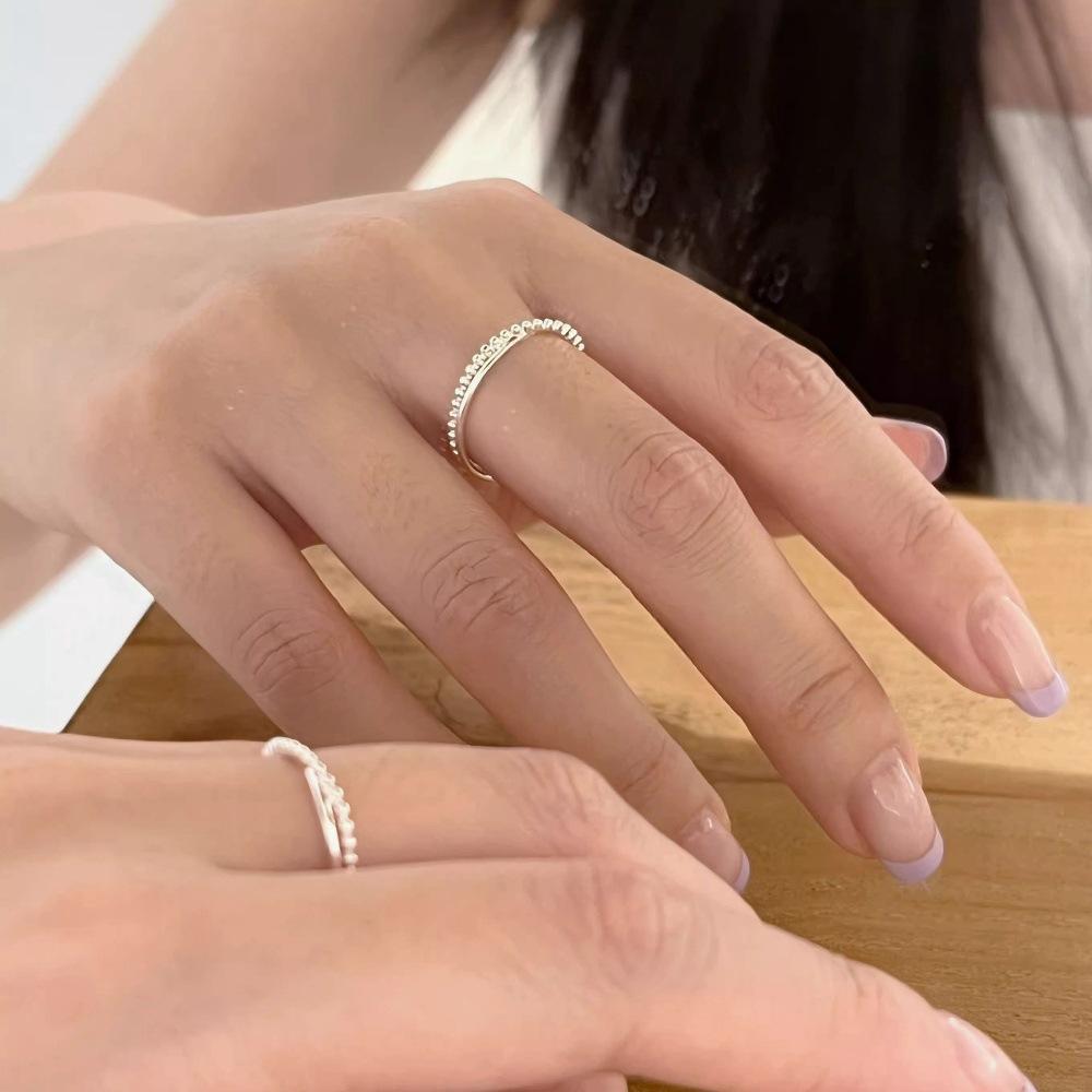 Minimalist cross-line ring for women, pure silver s925, Japanese and Korean fashion, exquisite and cold style ring with adjustable opening full figure