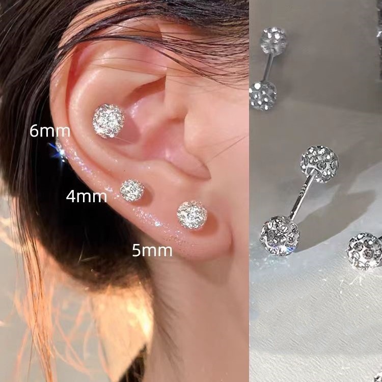 925 Sparkling Diamond Ear studs for Women, ear piercings, ear bone studs, niche high-end feel, Zircon cochlear studs, diamond earrings and earrings full figure
