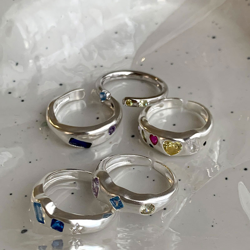 Colorful zircon opening adjustable ring for women's ins style, niche design, light luxury, individuality and high-end feel, 2023 new style full figure