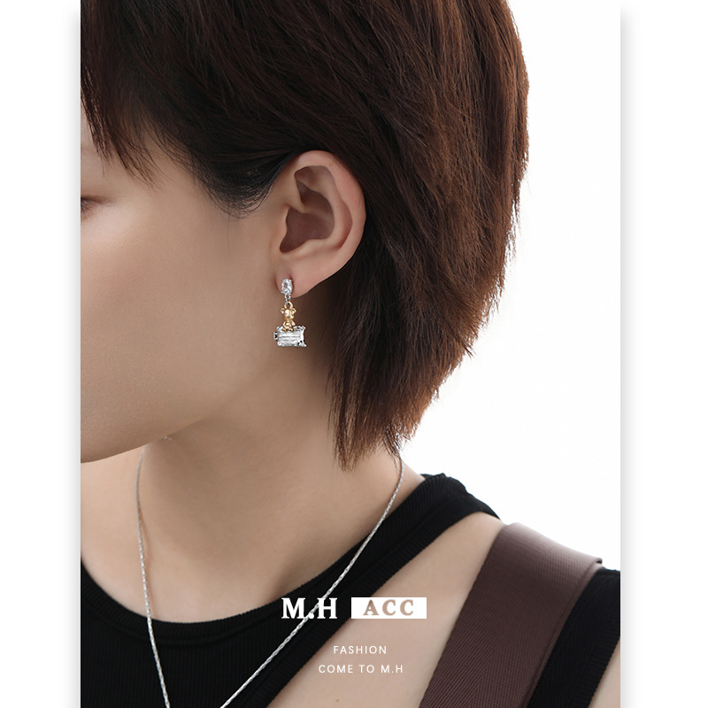 Original Bear suitcase series earrings 925 Silver Needle High-end Stud earrings 2024 New style Niche light luxury earrings details Picture
