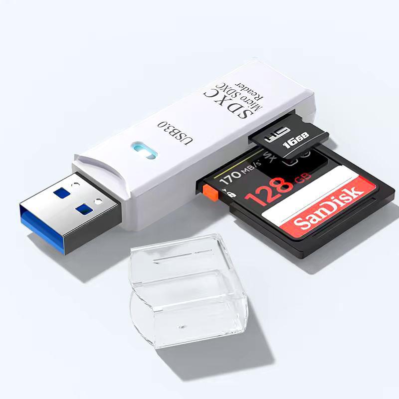 The multi-functional 2-in-1 high-speed usb3.0 card reader supports TF+SD for computers, tablets, cameras, laptops and vehicles Item Picture
