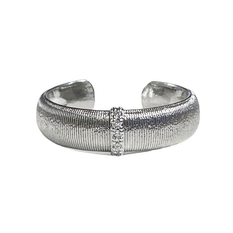 New Chinese-style French light luxury satin brushed open ring for women, simple and retro, versatile couple ring rings Item Picture