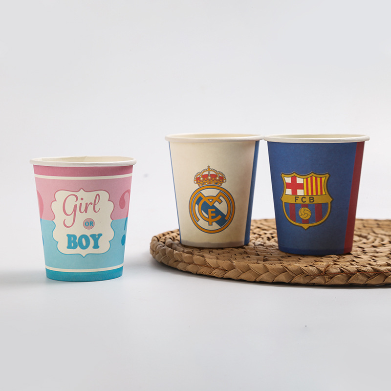 Disposable paper cups, soy milk cups, office tea cups, cold and hot drink cups, commercial color printed theme party paper cups Specification drawing