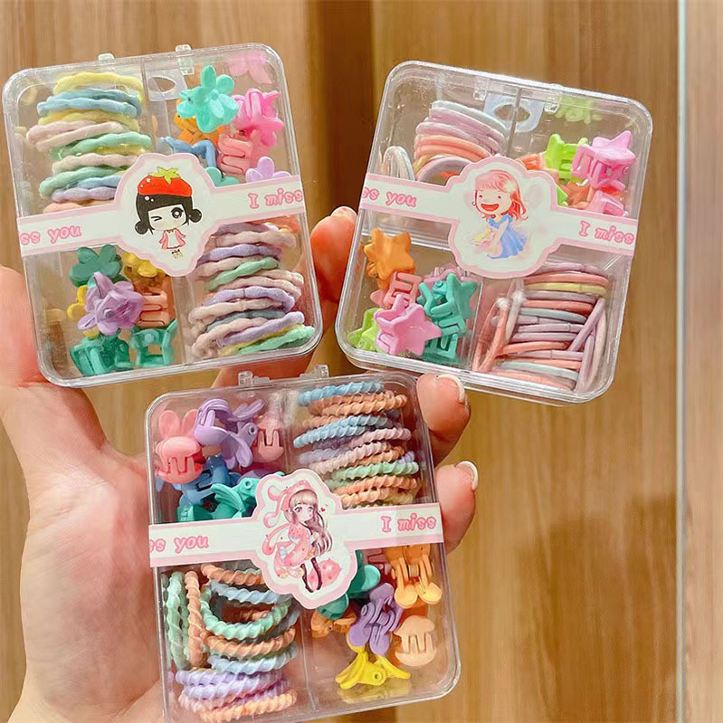 New cartoon children's headwear, seamless hair tie, towel ring 6-piece set, princess hair band, hair clip and hair accessory full figure