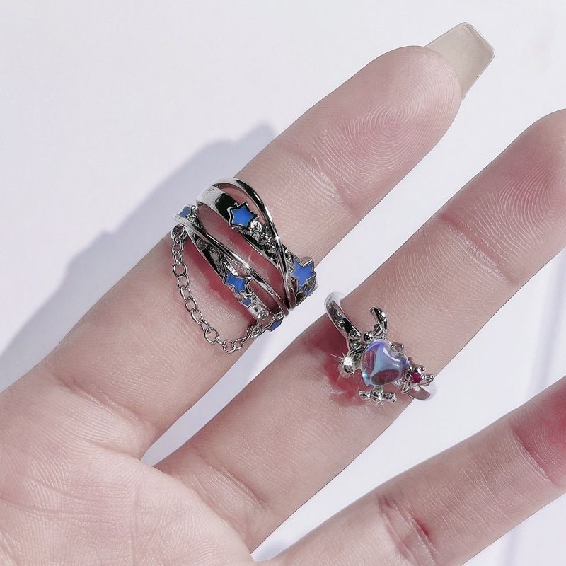 A minimalist and fashionable design with a star drop glaze open ring, a cold and elegant moonstone ring for women Specification drawing