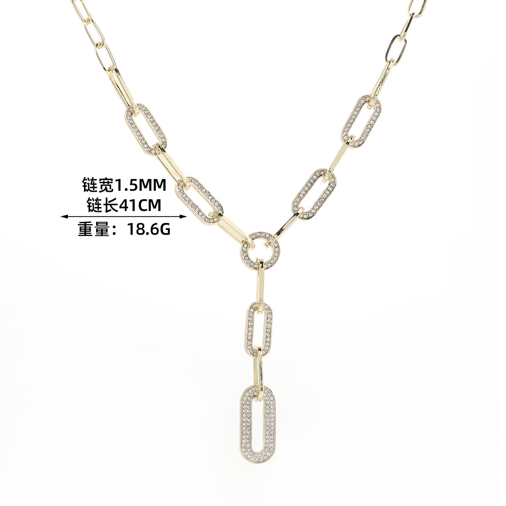 A new creative metal chain long necklace with a light luxury and niche design, featuring a hip-hop interlocking sweater chain Item Picture