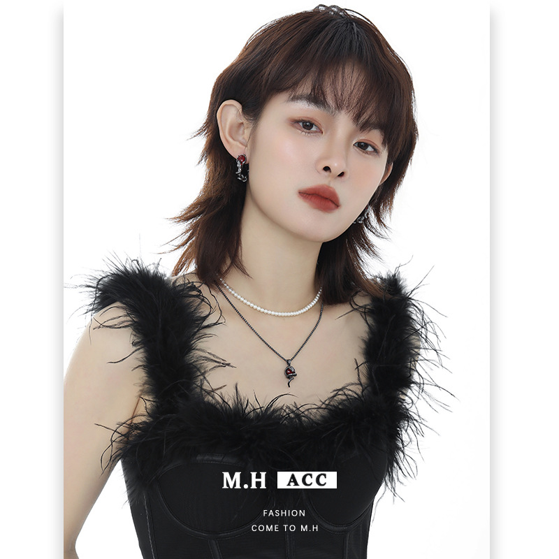 Original and niche dark style entwined Snake series 2025 New style unique and fashionable Spice Girl earrings ring for women Specification drawing