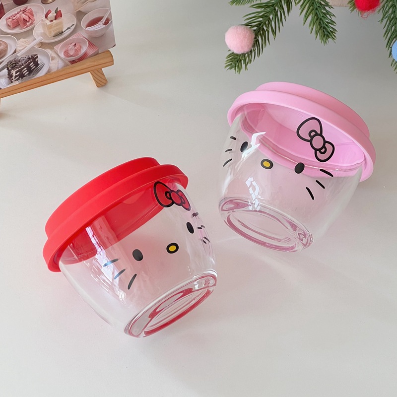 Korean ins cartoon cups, home coffee cups, milk cups, water cups, cold brew cups, high appearance level girl glass cups details Picture