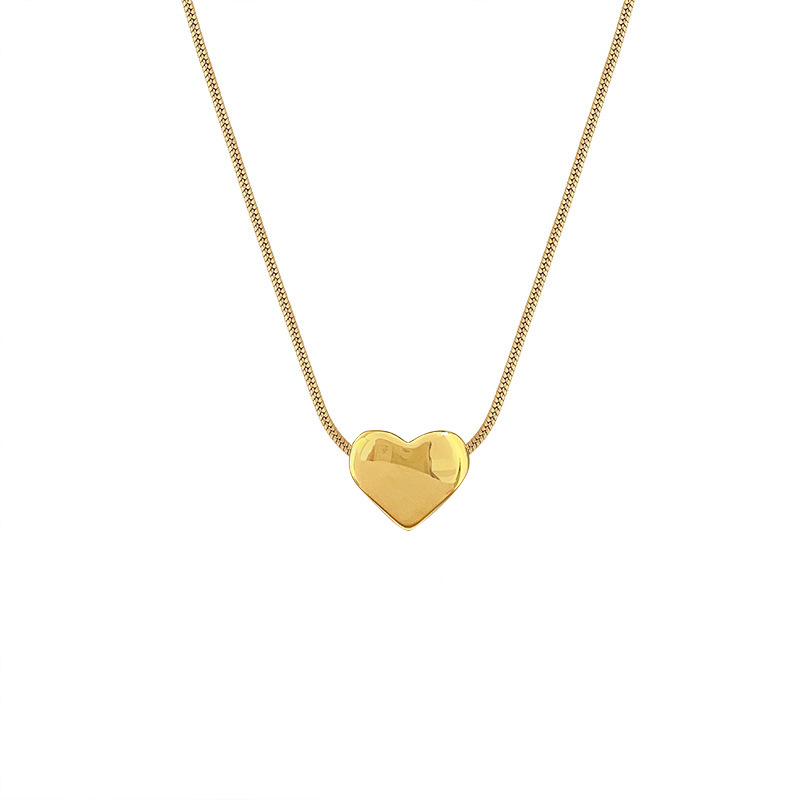 【 All-titanium Steel 】 Light luxury snake bone chain heart furnace, real gold necklace, female Instagram Internet celebrity collarbone chain accessory Item Picture