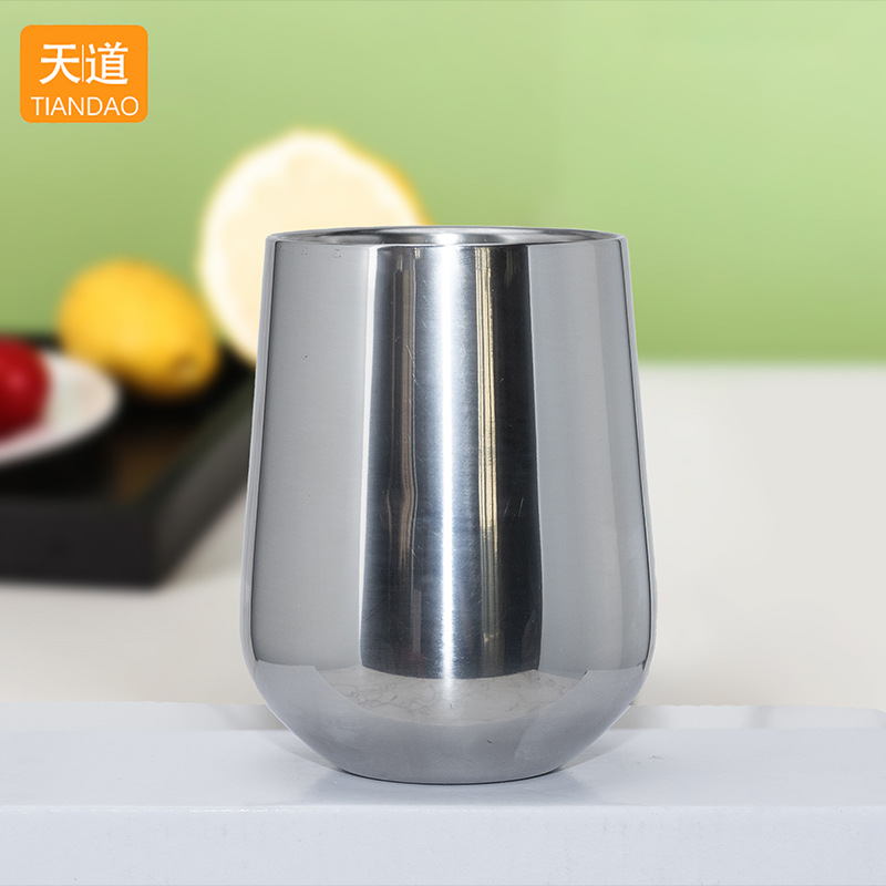 304 stainless steel double-layer beer mugs, bar cold drink cocktail cups, eggshell water cups, Martell cups without bases full figure