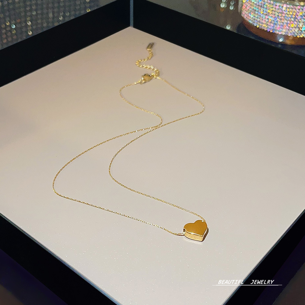 Genuine gold electroplated titanium steel necklace, light luxury and niche women's neckchain, Korean version of the heart-shaped collarbone chain accessory used by Instagram influencers Specification drawing