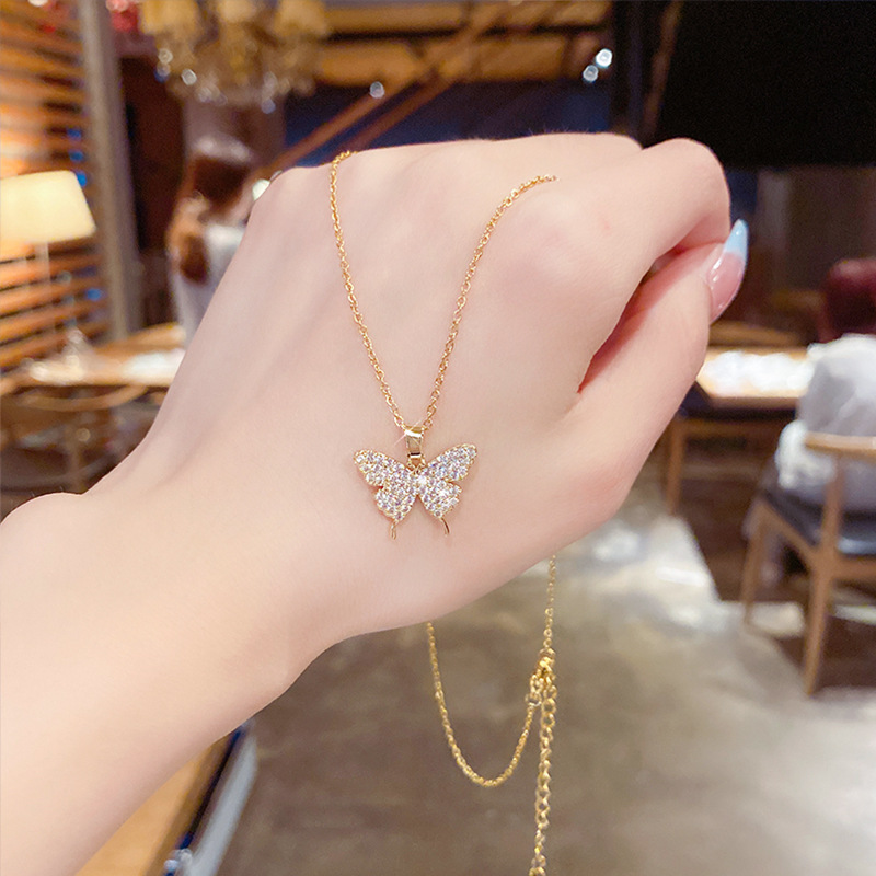 New butterfly necklace for women wholesale, light luxury, niche zircon pendant, popular on Instagram, versatile and stylish collarbone chain trend details Picture