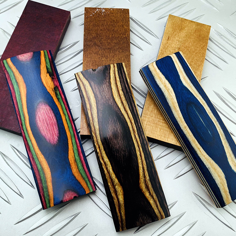 Colored wood knife handle material, bow and arrow wooden handle material, slingshot handle patch material, wood slingshot handle, engineered wood full figure