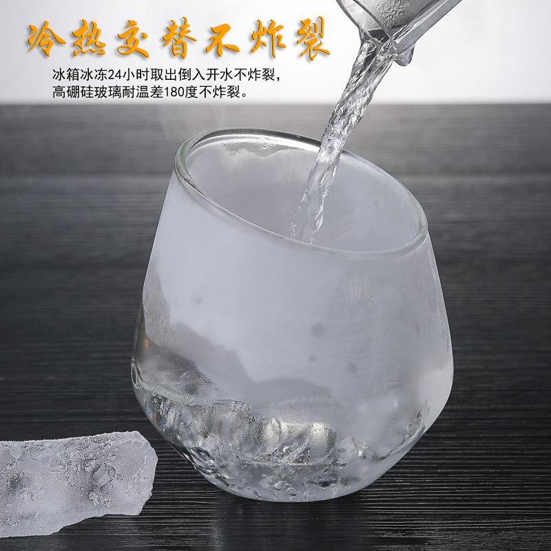 High borosilicate beveled glass cups, fashionable juice cups, large-capacity creative red wine glasses, high-temperature resistant glass cups details Picture