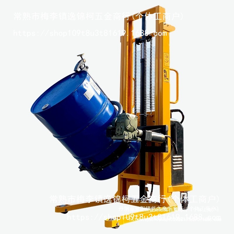 Electric forklift oil drum lifting and unloading vehicle, round drum hydraulic loading and unloading vehicle, iron drum and plastic drum handling vehicle, weighing wholesale details Picture