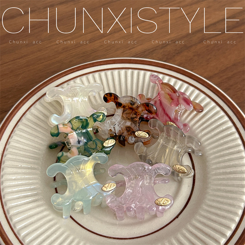 YD Personalized Arc de Triomphe 3cm acetate mini Grab clip bangs Shark clip Mini Hair grab French style high-end hair accessory full figure