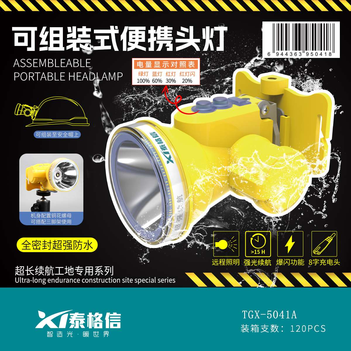 泰格信户外山地野营充电式户外头灯TGX-5041A户外充电灯头灯产品图