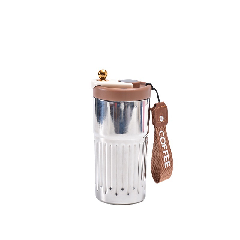 Cross-border high-appearance-level double-layer 304 stainless steel insulated cup, smart temperature-displaying coffee cup, portable car travel cup Item Picture
