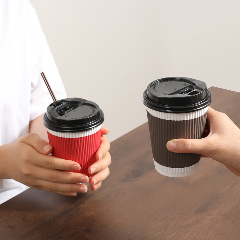 Beautiful Ya coffee cups with LIDS, milk tea cups, takeout packaging paper cups, whole cases of hot drinks, commercial thickened general merchandise wholesale Application Scenario