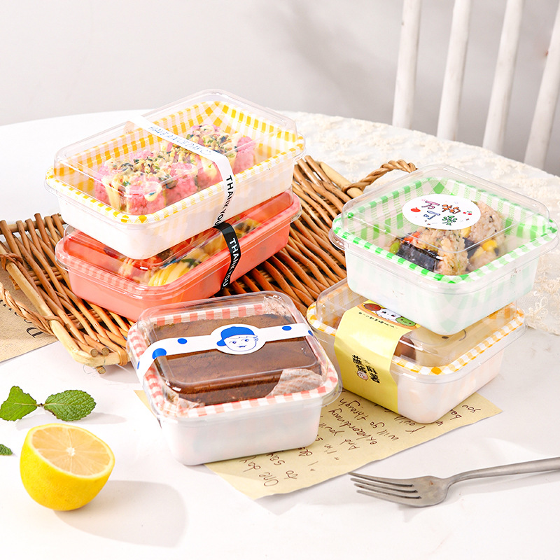 Tiramisu packaging box, picnic sushi rice ball disposable packing box, hand-painted cake macaron dessert box Specification drawing