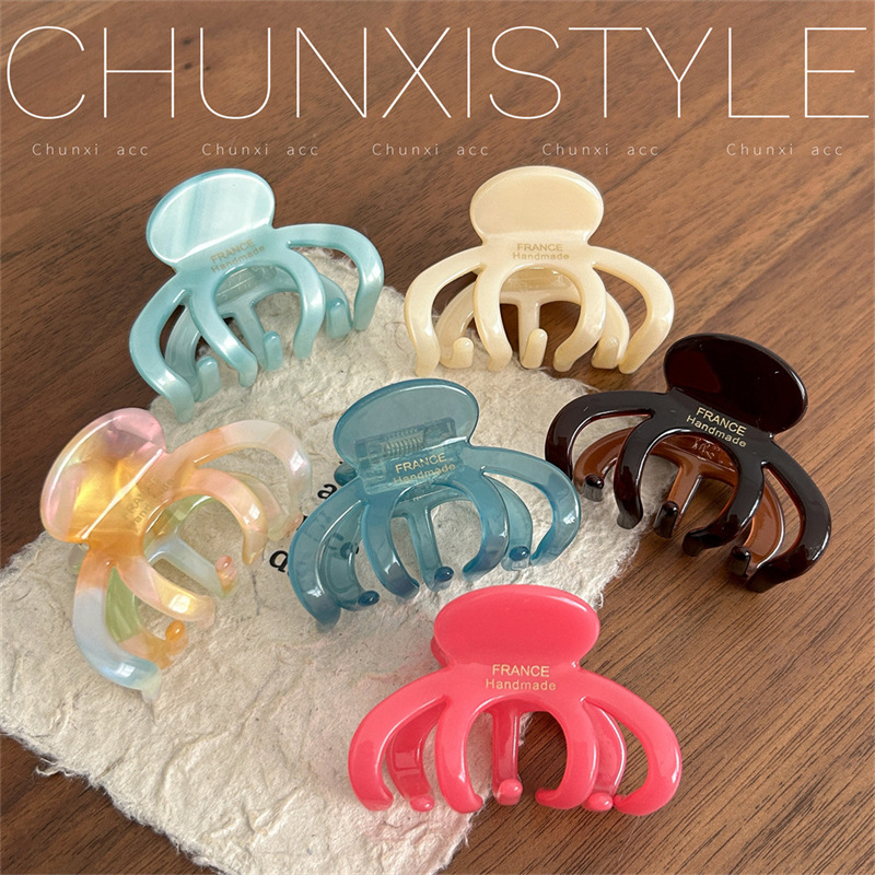French pumpkin acetate hairpin, medium-sized female shark hairpin at the back of the head, simple semi-tied hairpin, hair clip headwear Specification drawing