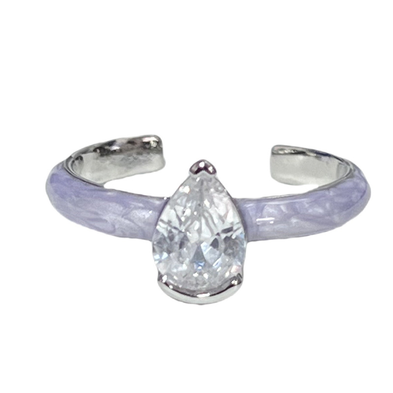 Korean version of stacked teardrop zircon ins cold style ring, dopamine irregular star enamel drip glaze ring for women Item Picture