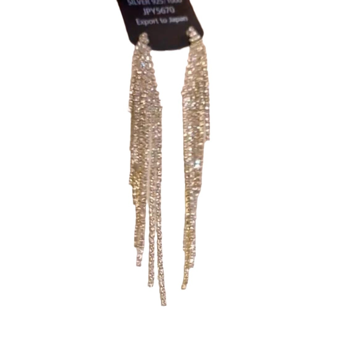 Full-diamond, super shiny long tassel earrings, women's light luxury style, niche design sense, 2025 new stud earrings, Korean-style earrings Item Picture