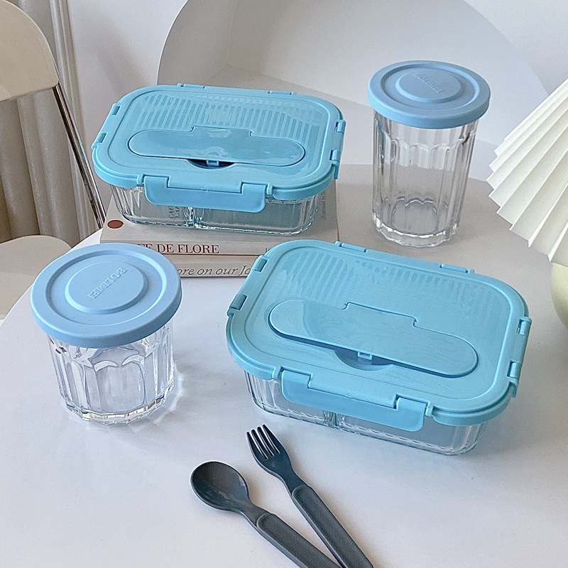 Bolimei 2023 Korean Glass Tableware Set, Bento Box, Food Storage Box, Student Lunch Box, Food storage Bowl, Microwave oven full figure