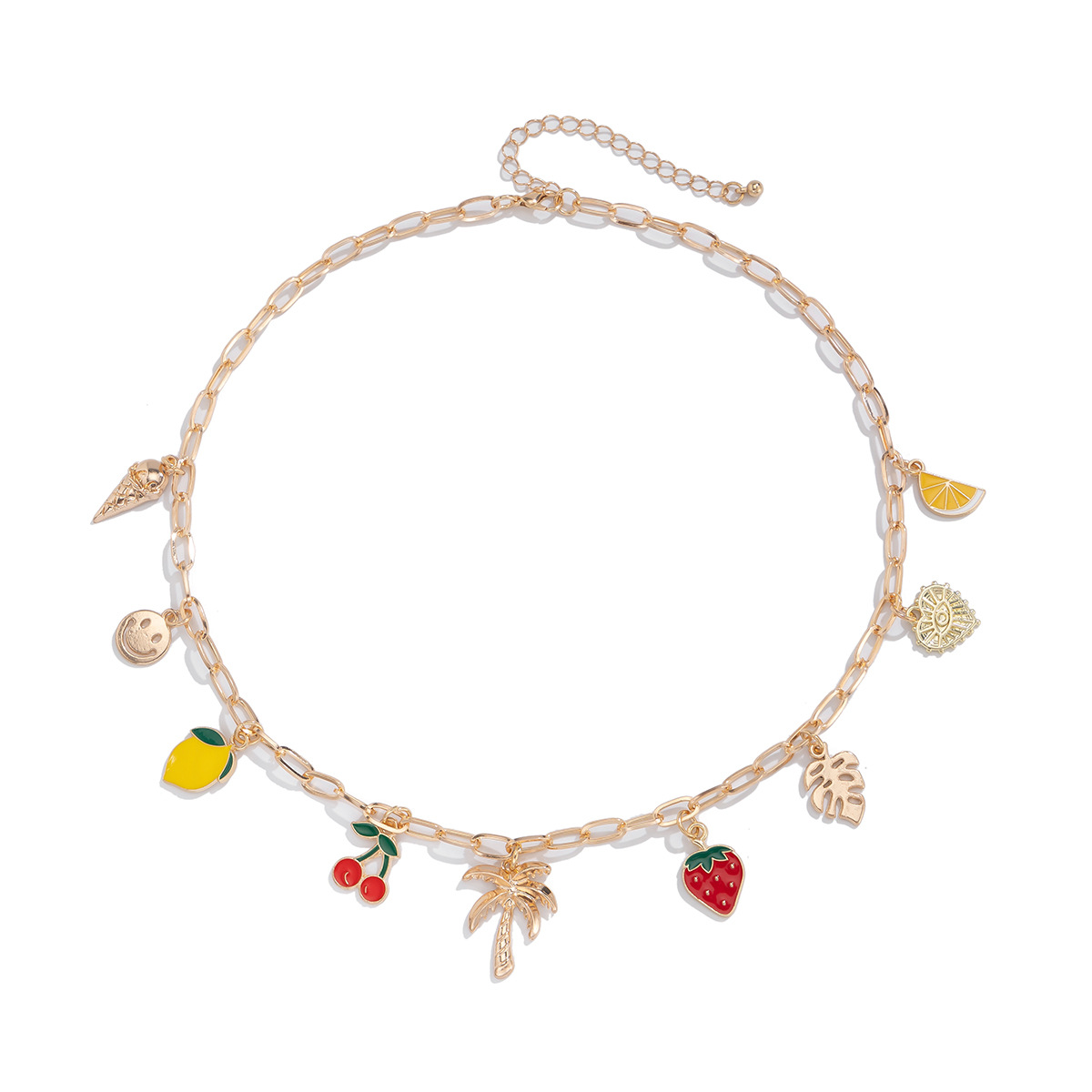 European and American cross-border jewelry bohemian-style cherry pendant collarbone chain sweet dopamine necklace versatile Item Picture