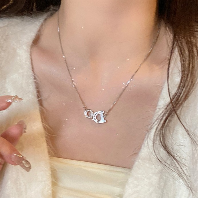 Light luxury commuting ~ Letter necklace, light luxury and niche design sense, collarbone chain, women's accessory, 2023 new style details Picture