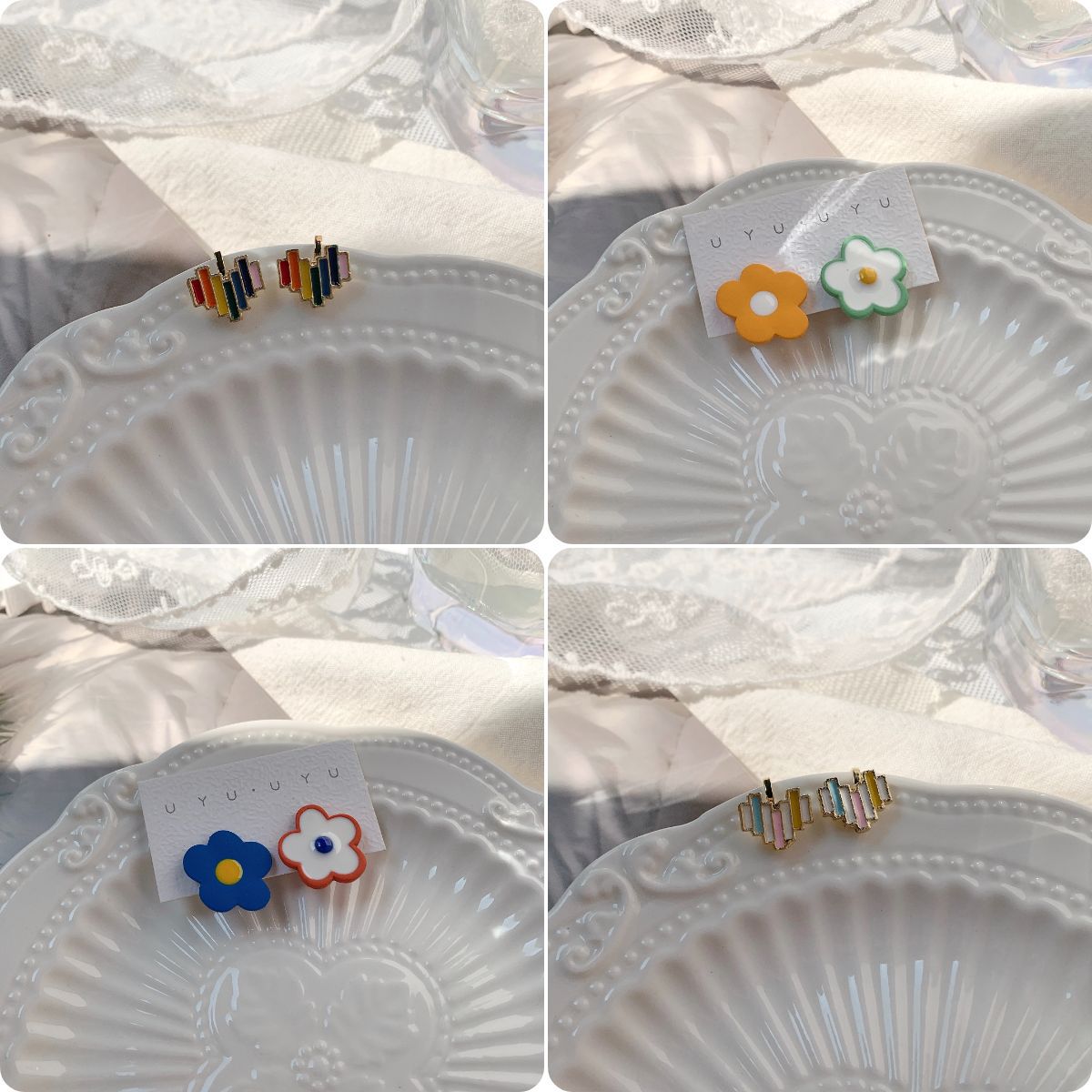 Wholesale of fresh, sweet and versatile women's ins earrings without ear piercings from Dongdaemun, South Korea Specification drawing