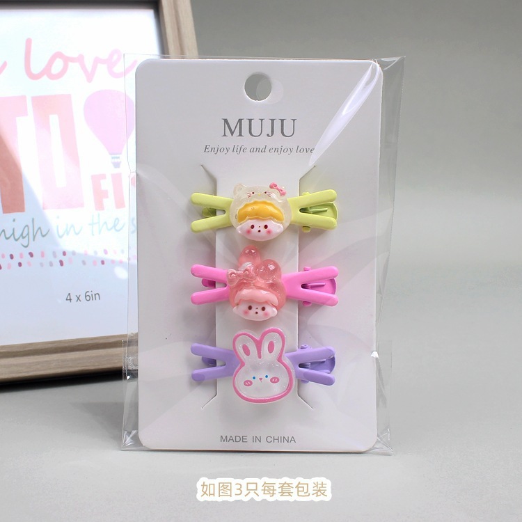 Early spring cute children's hair clips, sweet girl bangs clips, side cartoon street accessories, baby broken hair small hair clips details Picture