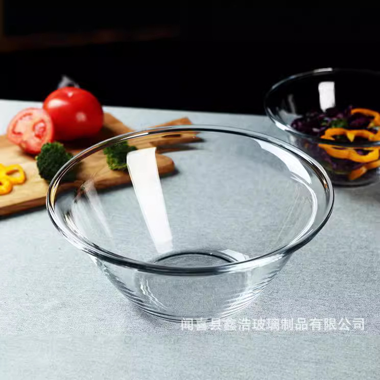 Household tempered salad bowl, heat-resistant glass bowl, anti-drop, microwave, dishwasher and washbasin, fresh-keeping bowl with logo printing Application Scenario