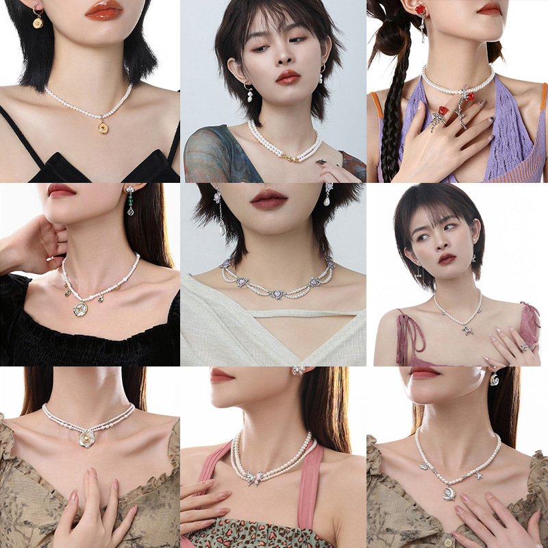 ins High-end pearl necklace accessory, original light luxury style collarbone chain for women in summer, fashionable, individual and exquisite necklace details Picture