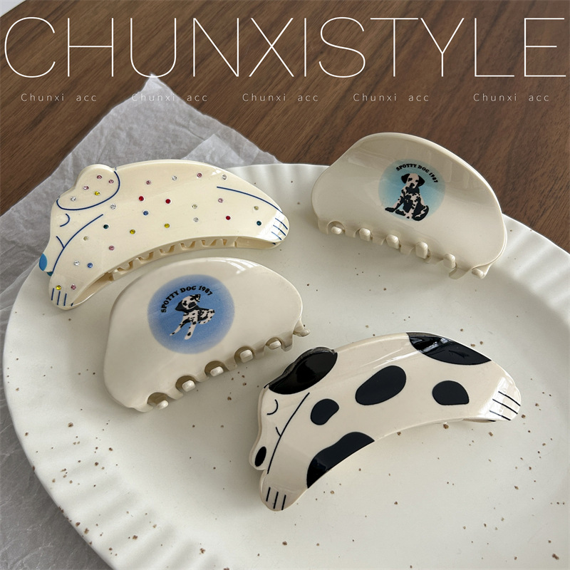 2023 New Niche Design sense Spotted Dog gripper, cute three-dimensional animal hair clip, ins back head female shark clip details Picture