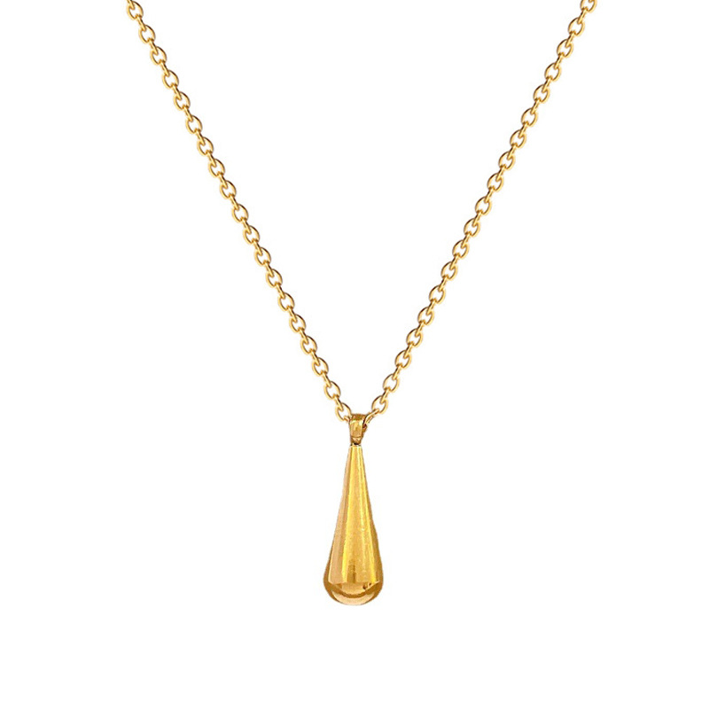 【 All-titanium Steel 】 Cold style water drop personalized minimalist style furnace real gold necklace, female Instagram Internet celebrity collarbone chain Item Picture