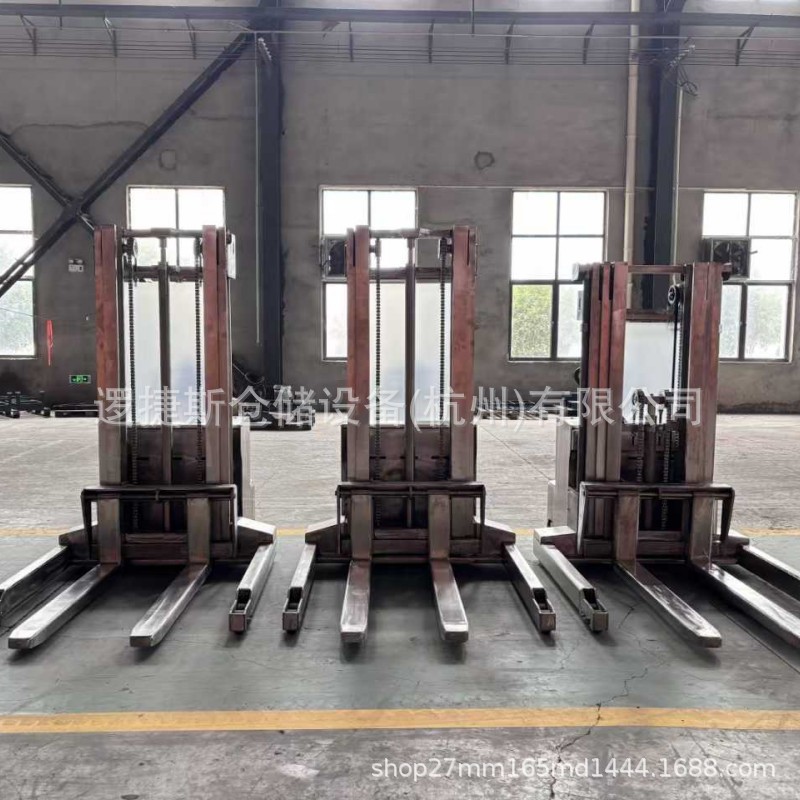 Non-standard 304 stainless steel wide fork leg stacker, 2-ton fully electric walking hydraulic loading and unloading forklift stacker Item Picture