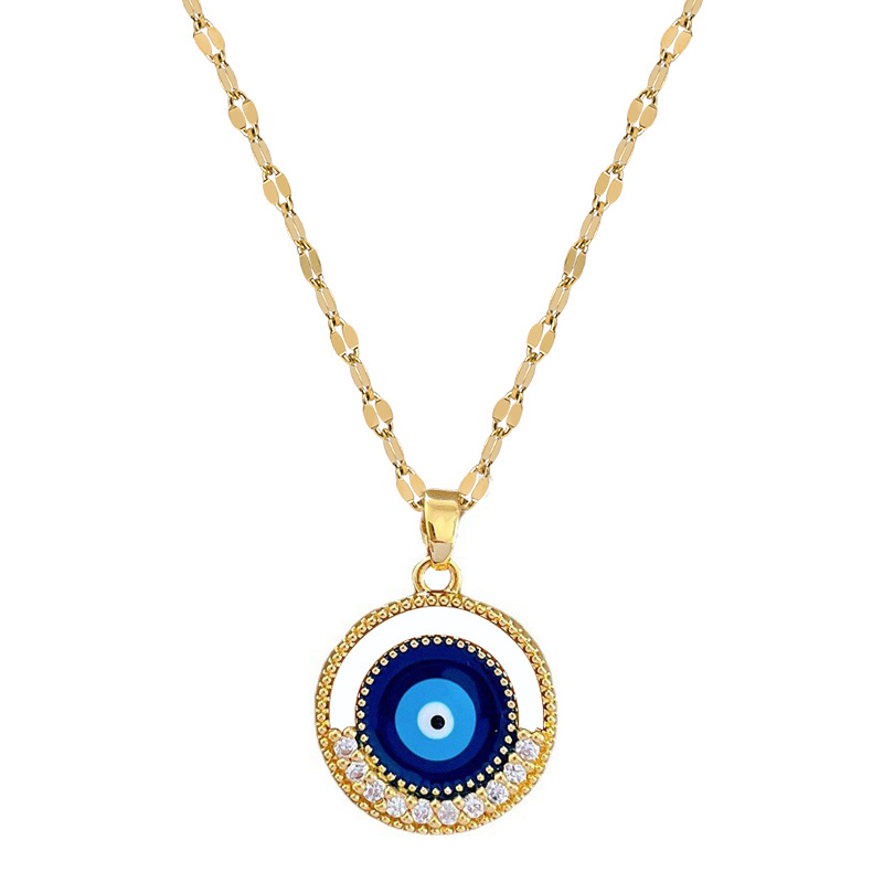 【 Titanium Steel 】 Circular eye light luxury Cross-border banquet wedding necklace, versatile collarbone chain for female Internet celebrities, titanium steel chain Item Picture