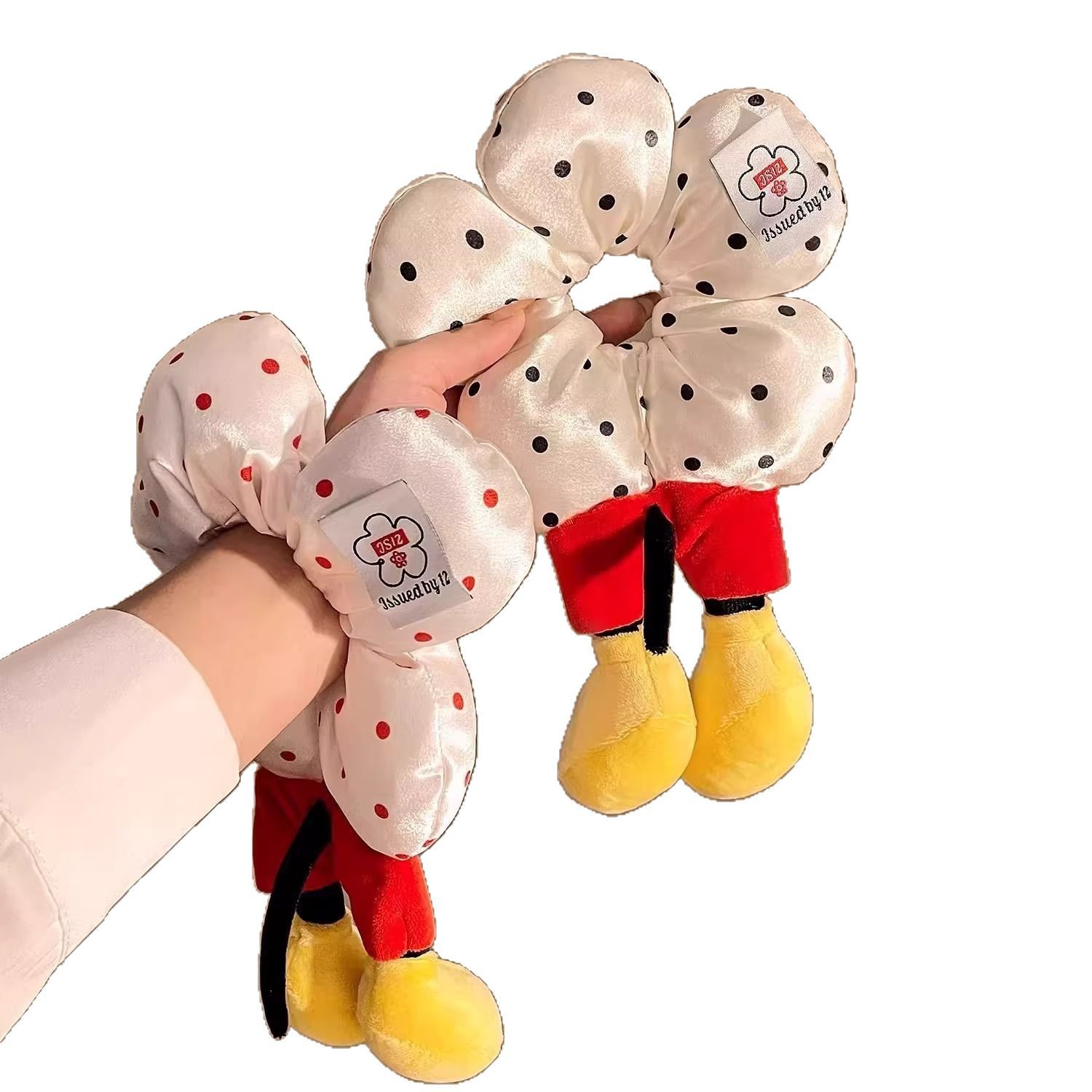 Mickey Mouse flower polka dot, bottom hair tie, large intestine circle, cute plush bun hairstyle, princess in distress, hair tie, hair accessory for a girl Item Picture