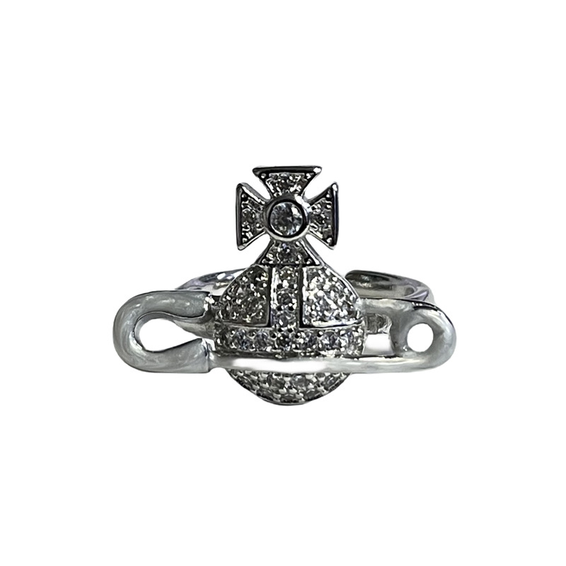 Light luxury and high-end, full diamond belt buckle open ring, women's paper clip, elegant and fashionable, ins cold style index finger ring Item Picture