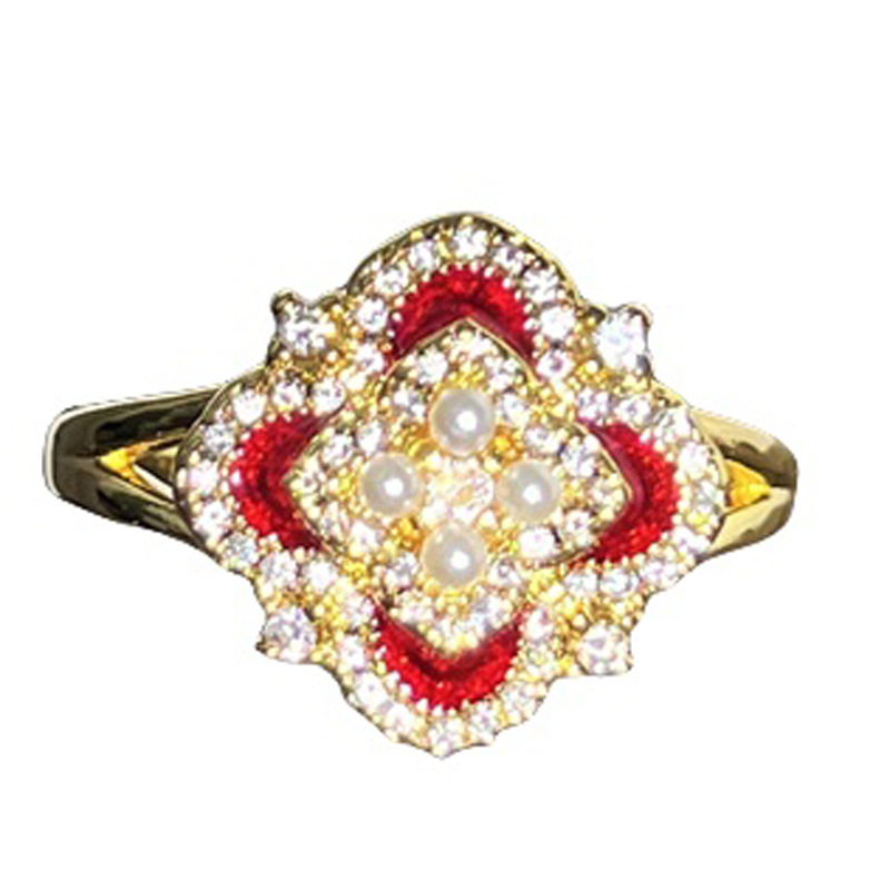 Xiaohongshu's sweet and cool, mid-style, light luxury four-leaf clover open ring, women's enamel drop glaze flower gourd elegant ring Item Picture